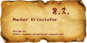 Macher Krisztofer névjegykártya