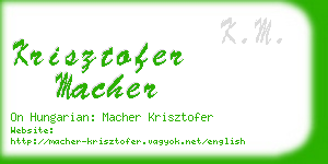 krisztofer macher business card